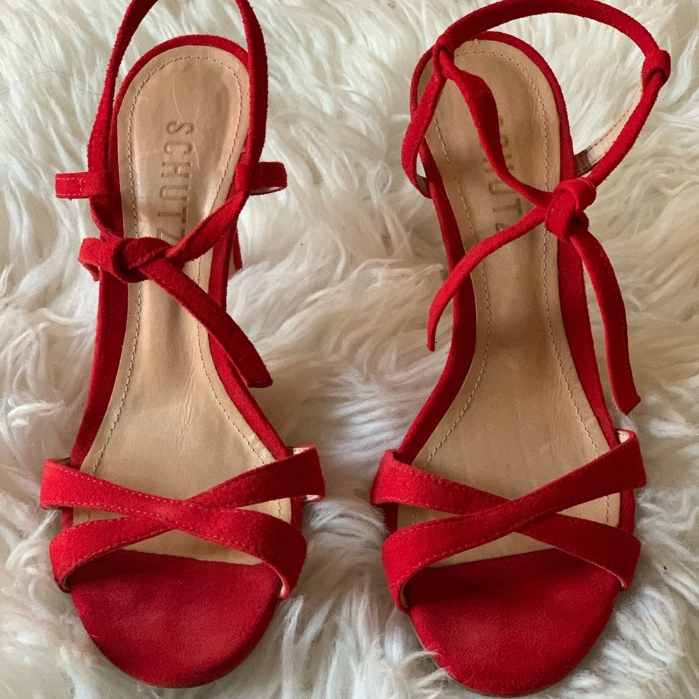 Shutz Red Sandals with tie in front